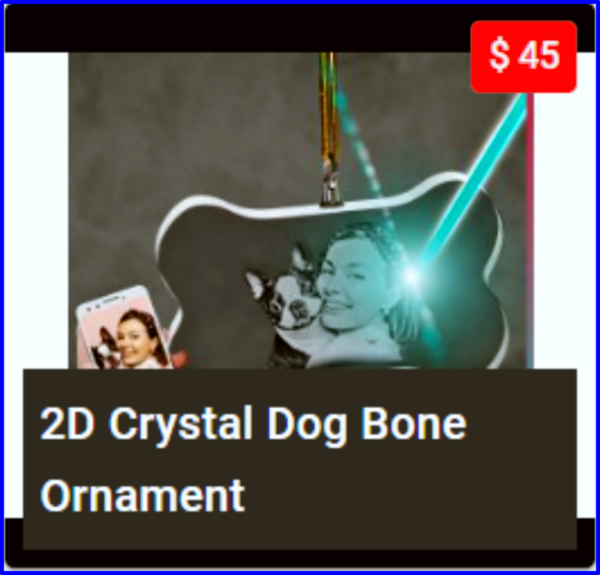 2D Crystal Dog Bone Ornament